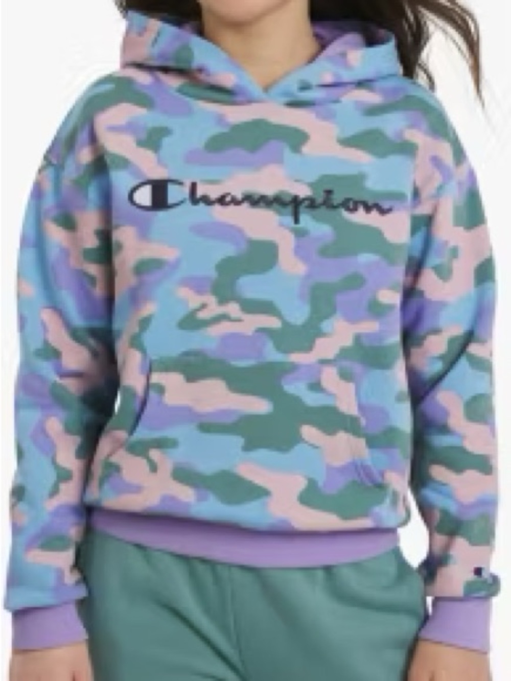 Champion Girls' Purple & Teal Camo Pullover Hoodie